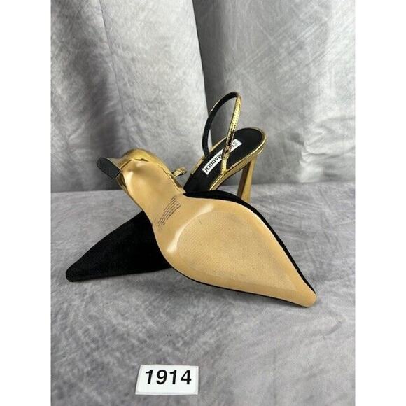 Steve Madden Womens Drew Velvet Patent Leather Slingback Heels Shoes Size 7 - Picture 4 of 6